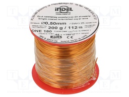 Coil wire; single coated enamelled; 0.5mm; 200g; -65÷180°C
