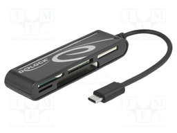 Card reader: memory; CF,microSD,MMC,MS,SD,USB C plug,xD; black