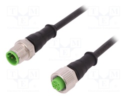 Cable: for sensors/automation; PIN: 4; M12-M12; 1m; plug; plug; male