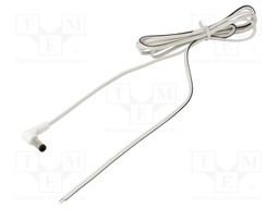 Cable; wires,DC 5,5/2,1 plug; angled; 0.35mm2; white; 1.5m