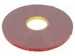 Tape: fixing; W: 12mm; L: 33m; D: 1.1mm; acrylic; grey; max.120°C