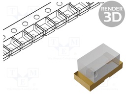 LED; blue; SMD; 0603; 18÷100mcd; 2.6÷3.4VDC; 1.6x0.8x0.98mm; 140°