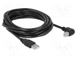 Cable; USB 2.0; USB A plug,USB B plug 90° up/down; 5m; black