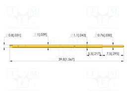 Test needle; Spring compression: 5.5mm; 7.5mm; 2A; CuBe; Ø: 0.8mm