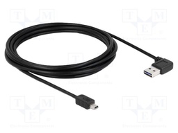 Cable; USB 2.0; gold-plated; 3m; black; 24AWG,28AWG; 480Mbps