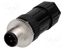 Plug; M12; PIN: 4; male; D code-Ethernet; for cable; screw terminal
