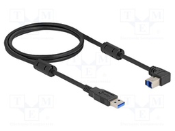 Cable; USB A plug,USB B plug 90° up/down; gold-plated; 1m; black