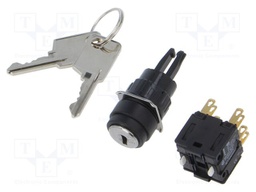 Switch: rotary with key; 16mm; Stabl.pos: 3; NC x2 + NO x2; Pos: 3