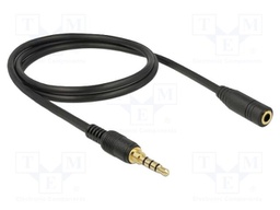Cable; Jack 3.5mm 3pin socket,Jack 3,5mm 4pin plug; 1m; black