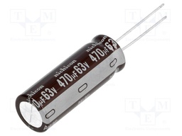 Capacitor: electrolytic; low impedance; THT; 470uF; 63VDC; ±20%