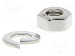 Nut M6; Kit: spring washer; stainless steel