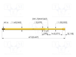 Test needle; Spring compression: 12mm; 14.5mm; 3A; CuBe; Ø: 2mm