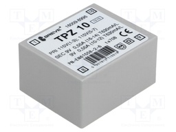 Transformer: mains; 10VA; 115VAC; 9V; 9V; Mounting: PCB; IP00