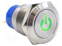 Switch: vandal resistant; DPDT; 3A/250VAC; IP67; ON-(ON); green