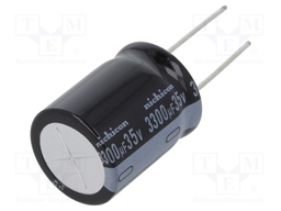 Capacitor: electrolytic; THT; 3300uF; 35VDC; Ø20x25mm; Pitch: 10mm