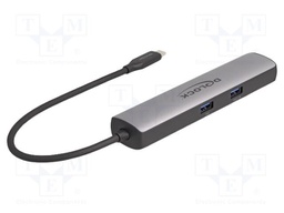 Hub USB; 10/100/1000/2500Mbps; black; Number of ports: 6; 0.25m