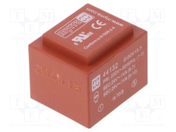 Transformer: encapsulated; 2VA; 230VAC; 24V; 24V; 42mA; 42mA