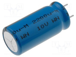 Capacitor: electrolytic; low impedance; THT; 2200uF; 10VDC; ±20%