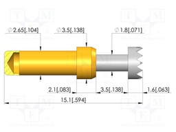 Test needle; Spring compression: 2.8mm; 3.5mm; 8A; CuBe; Ø: 3.5mm