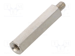 Screwed spacer sleeve; Int.thread: M4; 30mm; Ext.thread: M4; brass