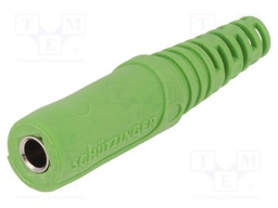 Socket; 4mm banana; 32A; 70VDC; green; nickel plated; on cable