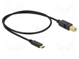 Cable; USB 2.0; USB B plug,USB C plug; 0.5m; black; 24AWG,30AWG