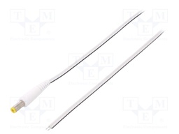 Cable; wires,DC 5,5/2,1 plug; straight; 0.5mm2; white; 1.5m