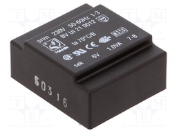 Transformer: encapsulated; 1VA; 230VAC; 6V; 166mA; Mounting: PCB