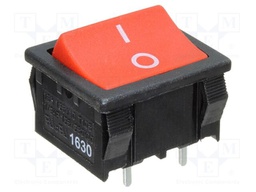 ROCKER; DPDT; Pos: 2; ON-(ON); 10A/250VAC; red; Rcont max: 35mΩ; THT