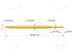 Test needle; Spring compression: 4.3mm; 6.35mm; 5A; steel; Ø: 0.5mm