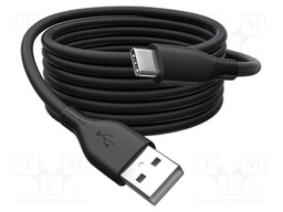 Cable; USB 2.0; USB A plug,USB C plug; nickel plated; 2m; black