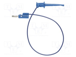 Test lead; 60VDC; 30VAC; 5A; 4,32mm banana plug-mini hook; blue