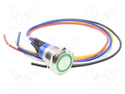 Switch: vandal resistant; SPDT; 3A/250VAC; IP67; ON-(ON); green; 3V