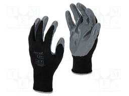 Protective gloves; Size: 8; black-grey; nitryl,polyester; 12pcs.
