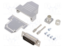 D-Sub; PIN: 15; plug; male; soldering; for cable; black
