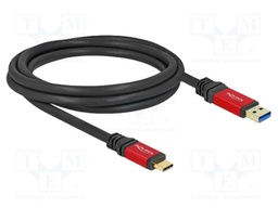 Cable; USB A plug,USB C plug; gold-plated; 2m; black; 24AWG,28AWG