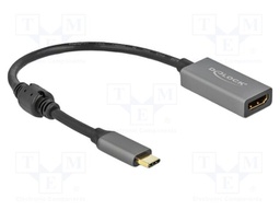 Adapter; HDMI socket,USB C plug; HDMI 2.0,High Speed; 0.2m; grey