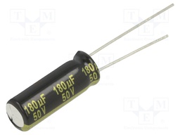 Capacitor: electrolytic; low impedance; THT; 180uF; 50VDC; Ø8x20mm