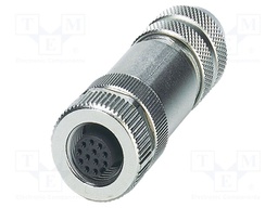 Connector: M12; plug; PIN: 12; 30V; straight; IP67; soldering; A code