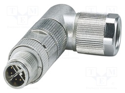 Connector: M12; plug; PIN: 8; 48V; angled; IP65; crimped; X; 500mA