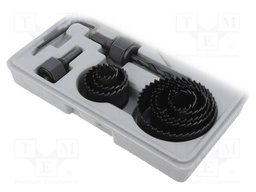 Hole saw set; wood,drywall; Pcs: 11