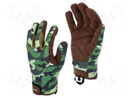 Protective gloves; Size: 10; camo; polyester; tag