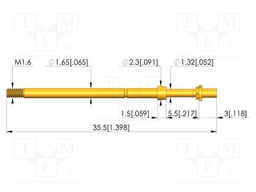 Test needle; Spring compression: 4mm; 5mm; 8A; CuBe; gold-plated