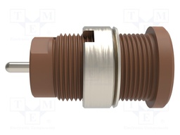 Socket; 4mm banana; 24A; brown; nickel plated; screw,on panel