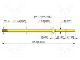 Test needle; Spring compression: 4mm; 5mm; 8A; CuBe; gold-plated