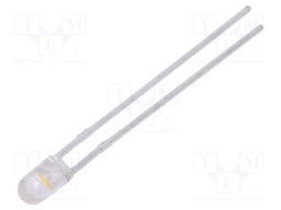 LED; 3mm; white warm; 5000÷8500mcd; 30°; Front: convex; 3000(typ)K