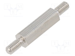 Screwed spacer sleeve; 15mm; Ext.thread: M3; hexagonal; brass