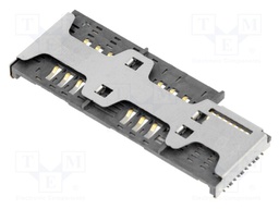 Connector: for cards; SD Micro,SIM; 2x SIM + Micro SD; SMT