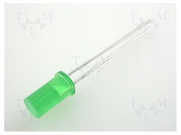 LED; 5mm; green; 1÷4mcd; 100°; Front: flat