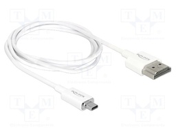 Cable; HDMI plug,micro HDMI plug; Len: 1m; white; 36AWG; Core: Cu